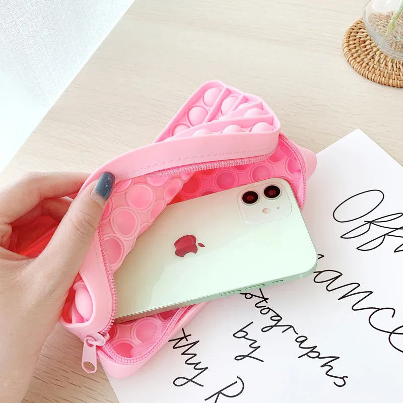 New Fidgets Toys Pencil Case Zipper Cosmetic Bag School Supplies 3D Printed Makeup Kids Family Games Push Bubble | Игрушки и хобби