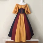Женские платья в европейском средневековом стиле, винтажное готическое лоскутное платье с воротником-лодочкой, туника, корсет, длинное платье для косплея, элегантная праздничная одежда для сцены