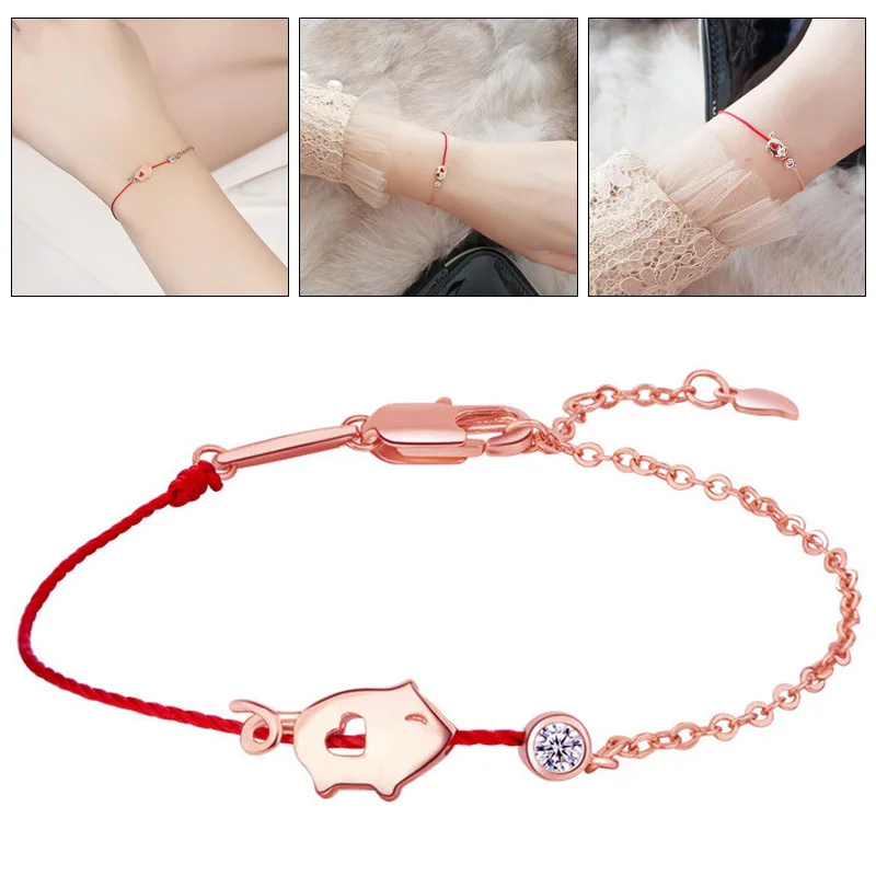 Новый год Lucky Red String браслет милый свинка кулон браслеты молиться хороший