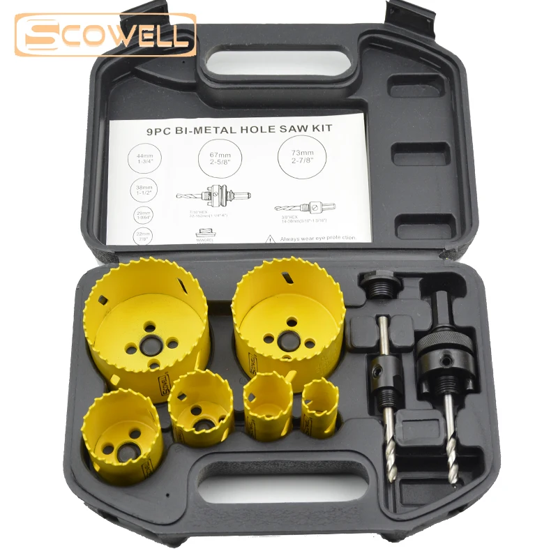 

30% скидка 9 шт. биметаллический Holesaw резак сердечник дрель для дерева металла гипсокартона кольцевая пила Резак DIY Инструменты Наборы 19 мм-73 м...
