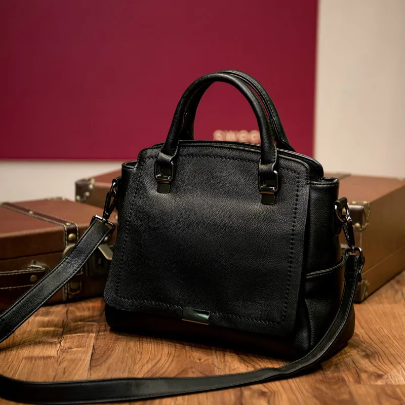 

Simple Leather Women's Bag 2019 New Handbag Messenger Bag European and American Style