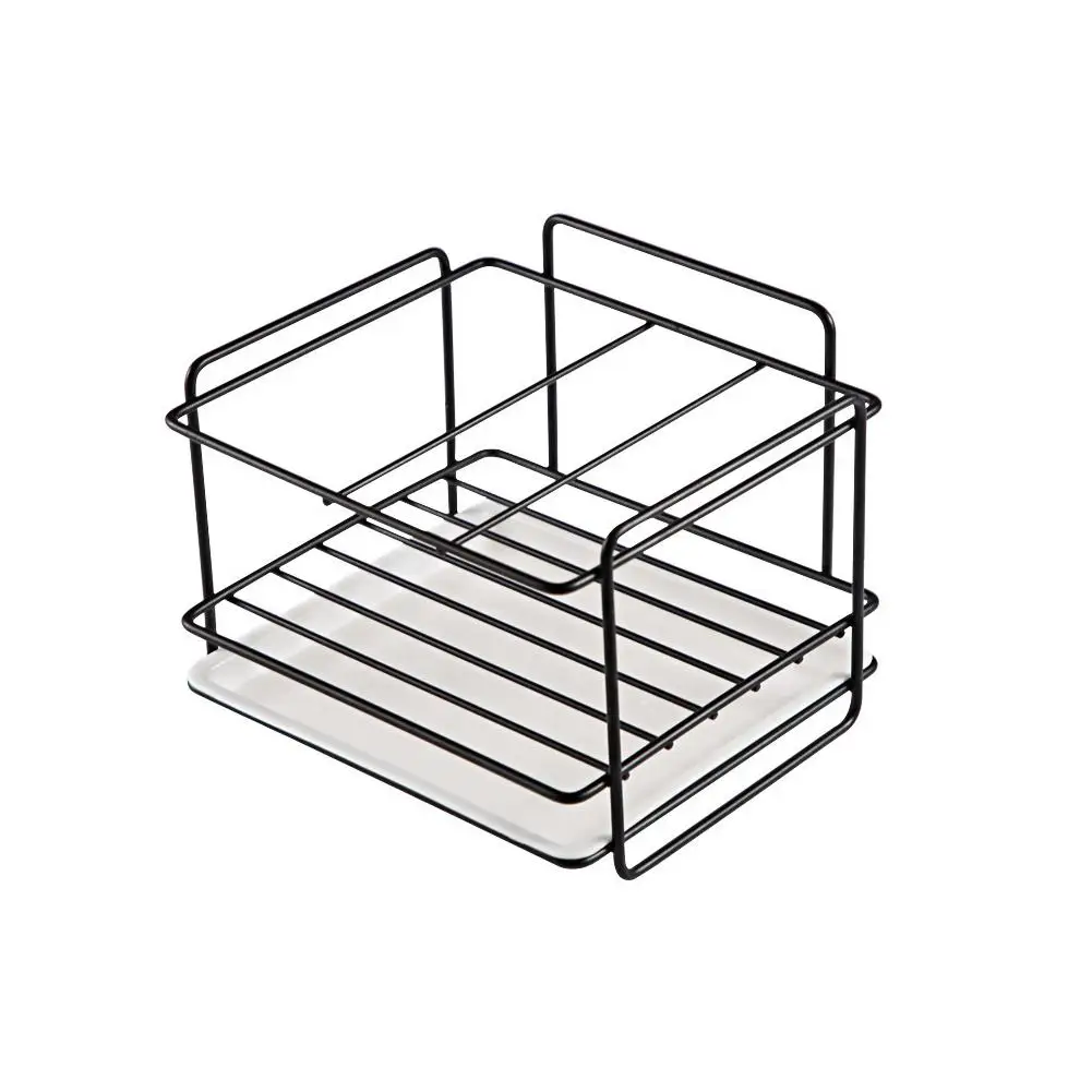 Дыропробивной железный стеллаж для слива кухни органайзер с лотком держатель