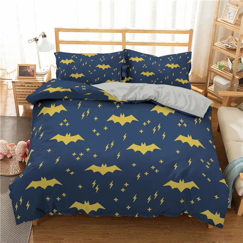 

3D Bat Bedding Set Single Twin Queen King Size Halloween Duvet Cover Cartoon Animal Printed Bedroom Decor For Kids Children