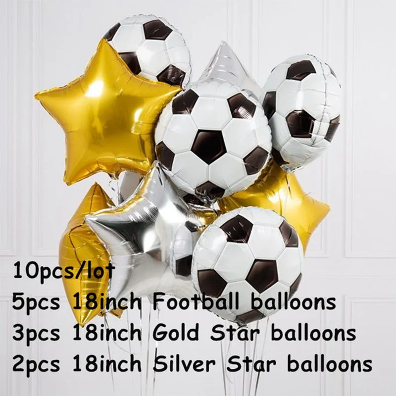 10pcs Football Soccer Theme Party Round Balloons Black White Confetti Helium Balloon Sports Meet Boy Decoration Supplies | Дом и сад