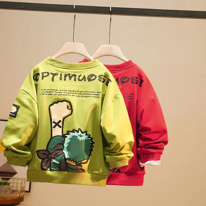 

New Boys' Long Sleeve Coat Cotton Children's Cute Cartoon Expression Pack Spring and Autumn Boys' Handsome Coat