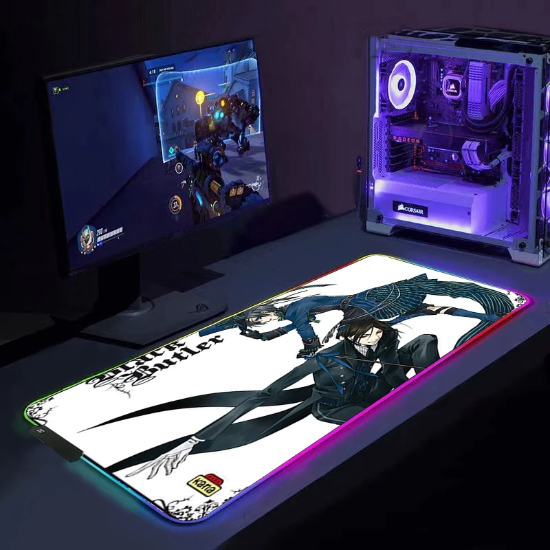 

RGB Black Butler Large Gaming Mouse Pad Colorful Mouse Mat Keyboard Mat Table Mat Desk Mat For Notebook Laptop Gamer Mousepad