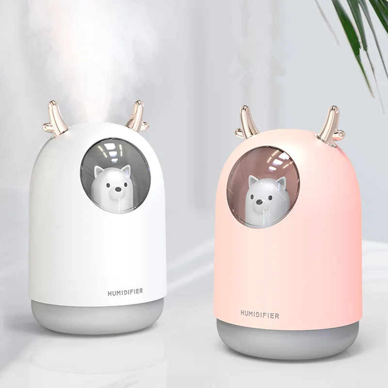 

Home Appliances USB Humidifier 300ml Cute Pet Ultrasonic Cool Mist Aroma Air Oil Diffuser Romantic Color LED Lamp Humidificador
