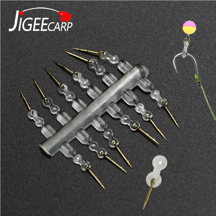 

JIGEECARP 120PCS Metal Carp Bait Spike Carp Fishing Hook Bait Sting Boilies Pin with Clear Rubber Hair Rigs Terminal Tackles