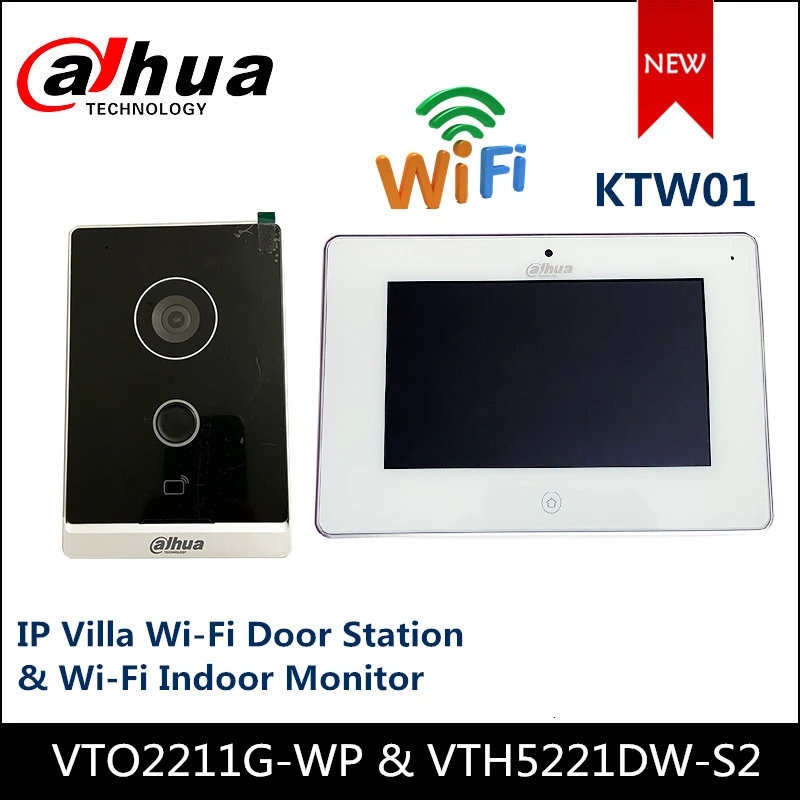

Dahua Video Intercoms kit VTO2211G-WP VTH5221DW -S2 IP Villa Wi-Fi Door Station & Wi-Fi Indoor Monitor KTW01