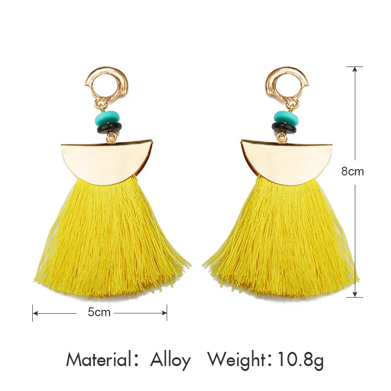 2019 Новые разноцветные кисти Серьги для женщин красный шелк ткань бахрома длинный