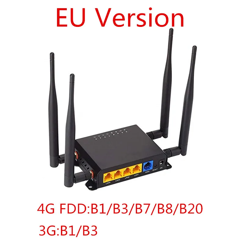 KuWfi 4G Openwrt роутер 300 Мбит/с CAT4 LTE CPE беспроводной автомобильный Wifi роутер повторитель сильный Wifi сигнал с APN и 4* 5dbi антенной - Цвет: EU Version