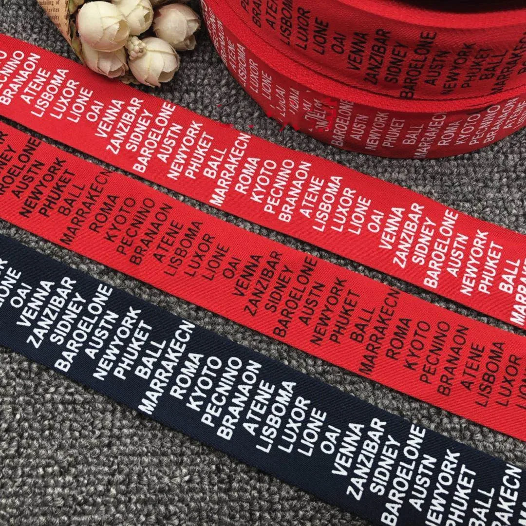 2 5 см зеленая Красная Зеленая тесьма печатные буквы ленты для сумок обуви одежды