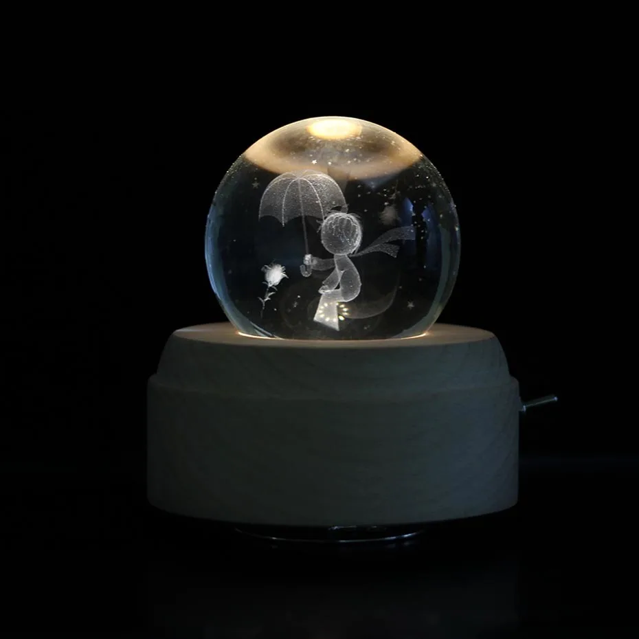 3D Хрустальный шар музыкальная шкатулка светящийся вращающийся с проекцией светодиодный свет и дерево Basse лучший подарок на день рождения Рождество