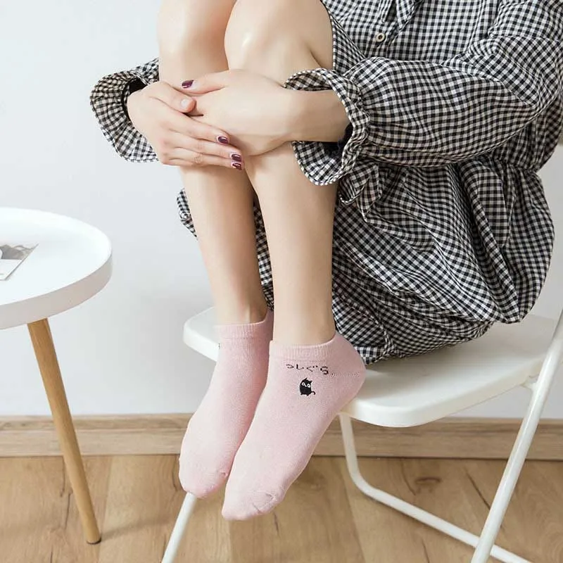 Новинка однотонные короткие носки для отдыха с мультяшным котом удобные дышащие