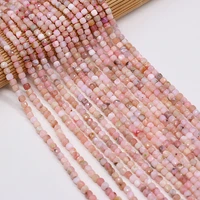 natural faceted square pink opal stone loose spacer beads for jewelry making diy bracelet necklace women gift size 4x4mm