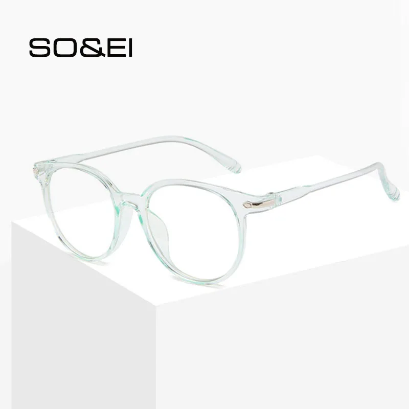 

SO&EI Fashion Clear Jelly Color Women Glasses Frame Vintage Clear Lens Eyewear Men Optical Myopia Prescription Eyeglasses Frame