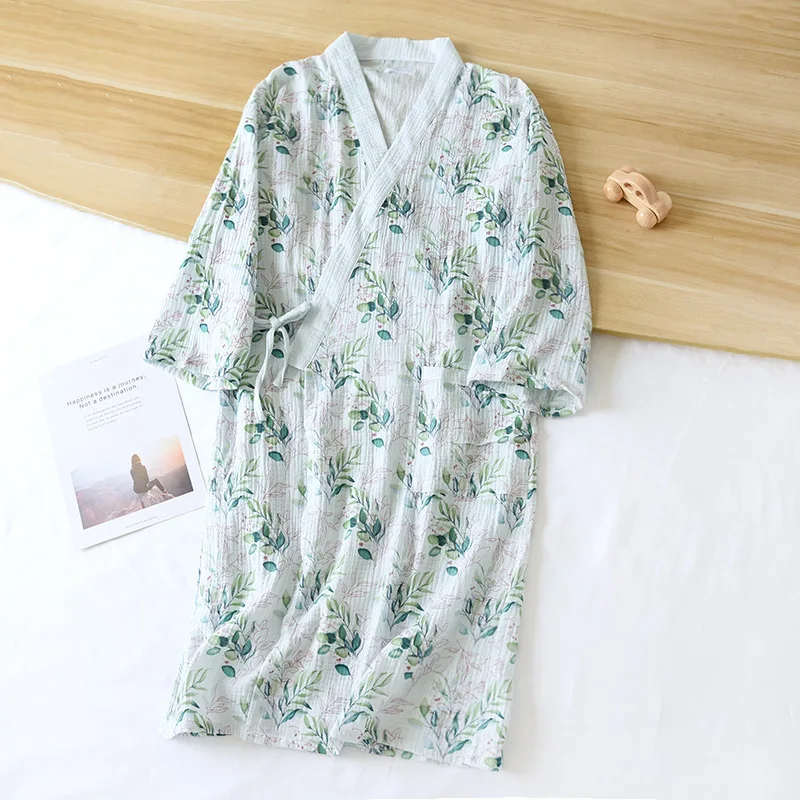 Новинка Женская длинная одежда из крепа для сна с длинным рукавом и принтом