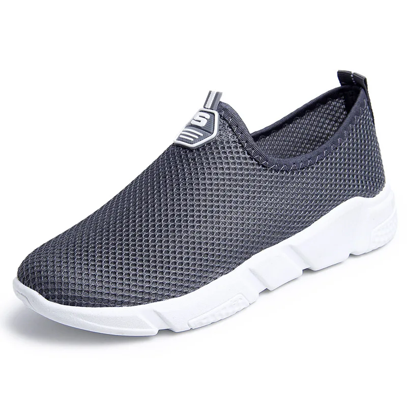 gray Женские кроссовки; Вулканизированная обувь; Zapatillas Sock; Женские Летние слипоны на плоской подошве; женские мокасины для прогулки на плоской подошве; большие размеры; - Цвет: gray
