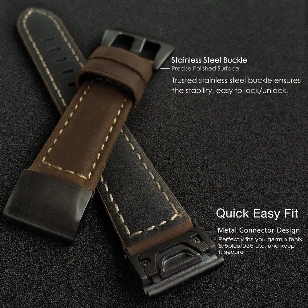 Ремешок Fenix 6 из натуральной кожи для наручных часов 22 мм ремешок QuickFit Garmin 5/5