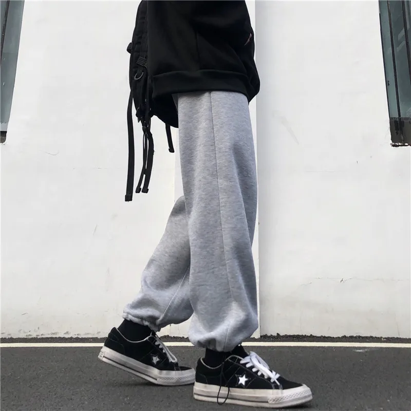 Брюки женские в стиле ретро Универсальные однотонные штаны BF gang feng с мехом