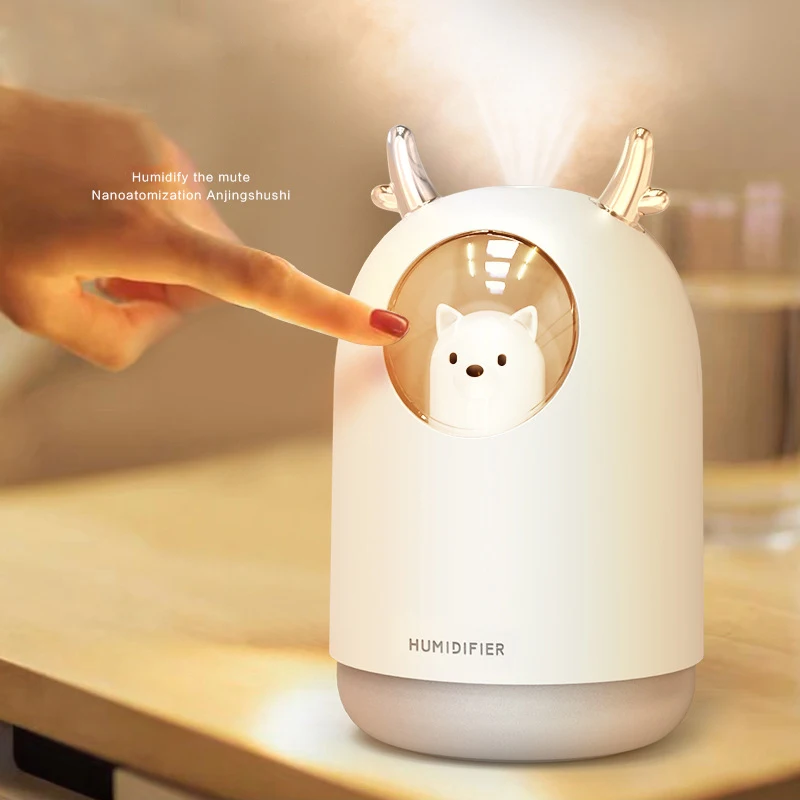 

Cartoon Air Humidifier Atomizer Ultrasonic Aromatherapy Diffusers Quiet 7 Colors LED Light Night USB Humidifiers 300ML