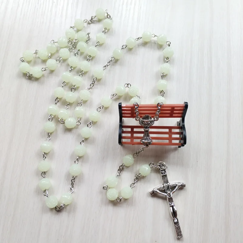 Светящиеся в темноте розовые четки ожерелье Христианская Католическая мать