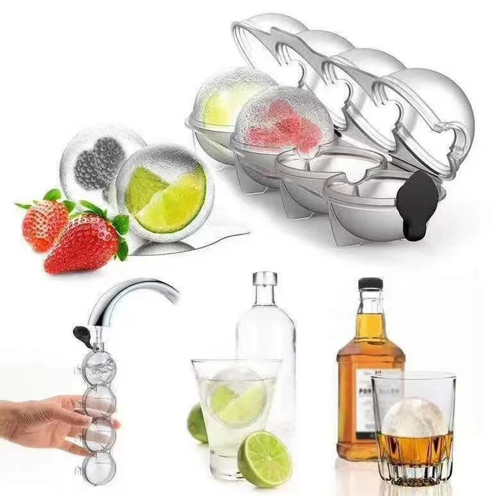 

Ice Ball Maker Mold 4 Grid Round Ice Molds Silicone Round Whiskey Cocktail DIY Ice Ball Moulds Bar Kitchen Homemade Ice Tool
