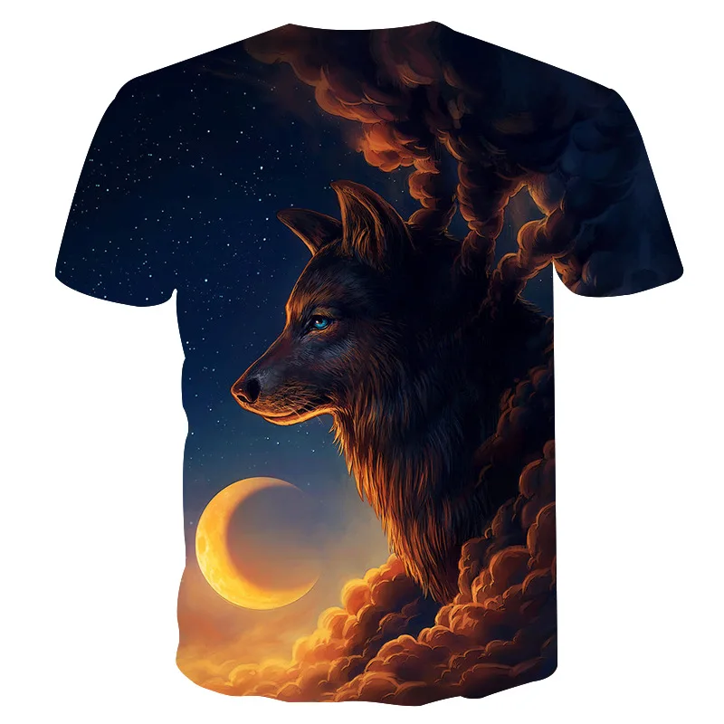 

2019 flame Wolf printed 3D children T shirts boys girls T-shirt New Design Tops Tees Short Sleeve Shirt Summer Animal Drop ship