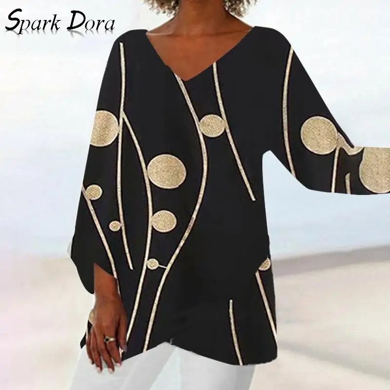 

Бесплатная Sjipping новая футболка женская модная верхняя одежда с рукавом «летучая мышь» и v-образным вырезом в горошек женская футболка с при...