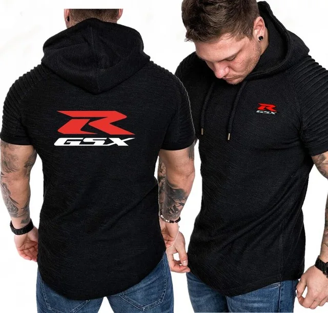 Для Suzuki гоночный принт мужчин короткий рукав с капюшоном толстовки мужские