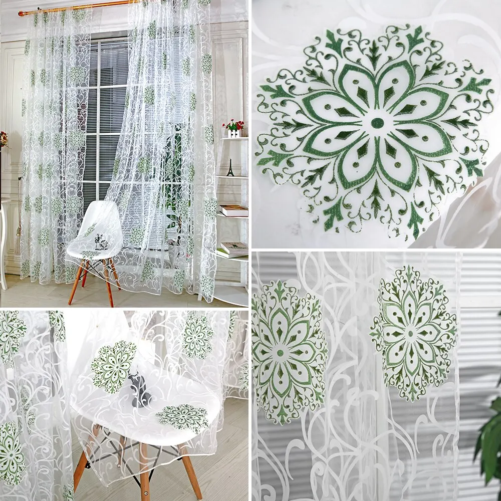 Tulle Sheer Curtain For Living Room Flower Ball Kitchen Voile Curtains Bedroom Home Decor | Дом и сад