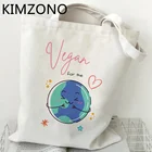 Сумка для покупок для веганов, Холщовая Сумка-тоут, многоразовая сумка, тканевая сумка