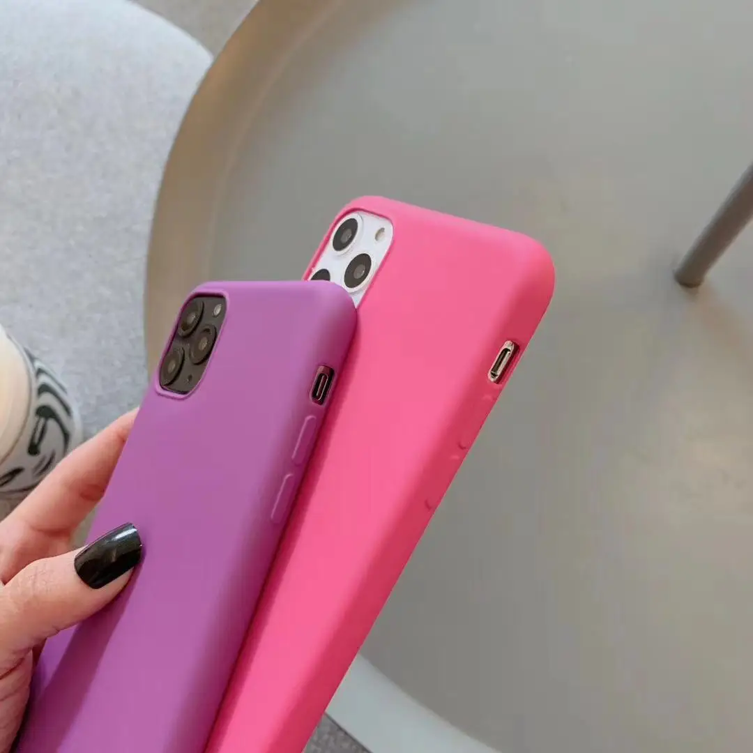 Простой яркий однотонный чехол из ТПУ для телефона Iphone 11 Pro Max X Xr Xs 6s 7 8plus Розовый
