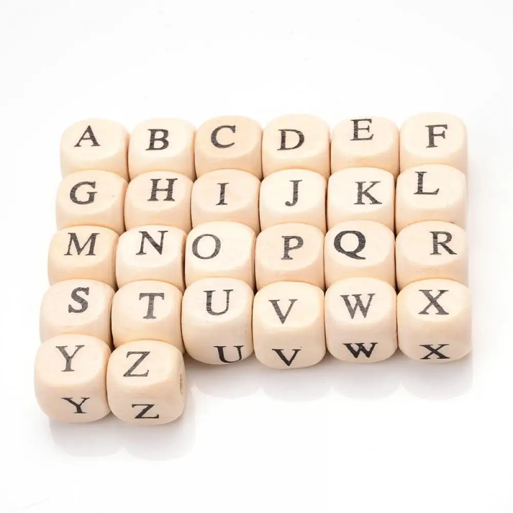20Pcs 10mm Natural Wooden Letter Beads Mixed Alphabet Square Cube Wood Beads For Jewelry Making Handmade DIY Bracelet Necklace images - 6