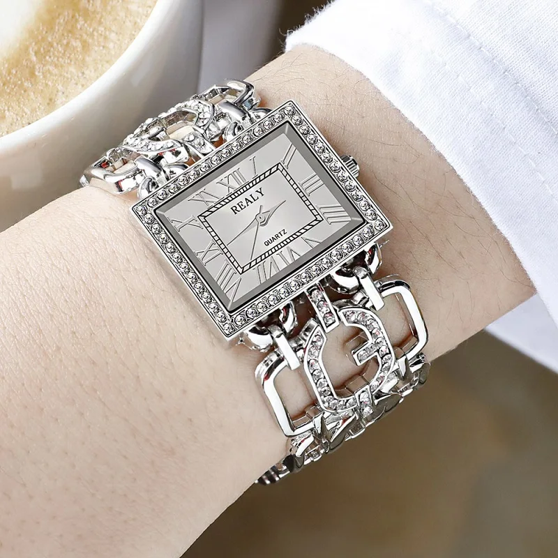 Высококачественные женские часы рифленая нержавеющая сталь стальная полоса