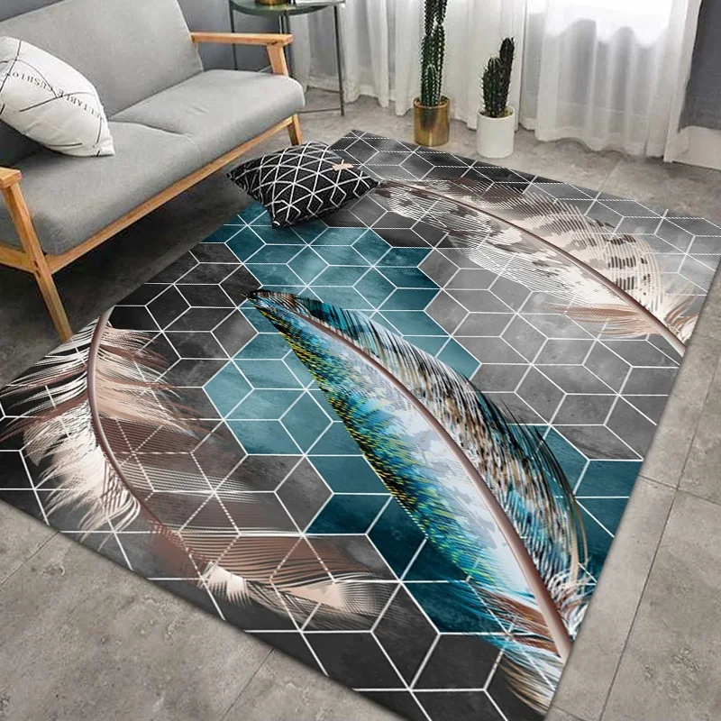 

Trend Modern Home Carpet Geometric Illusion Feather Pattern Carpets For Living Room Parlor Bedroom Fashion Area Mat/tapetes Rugs