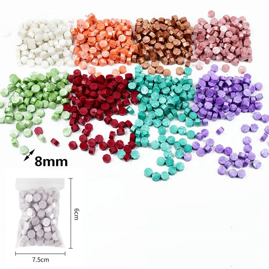 

100Pcs/Bag Retro Wax Seal Colored Wax Beads Scapbooking Octagon Sealing Stamp for Envelope Letter Wedding Invitation DIY Supplie