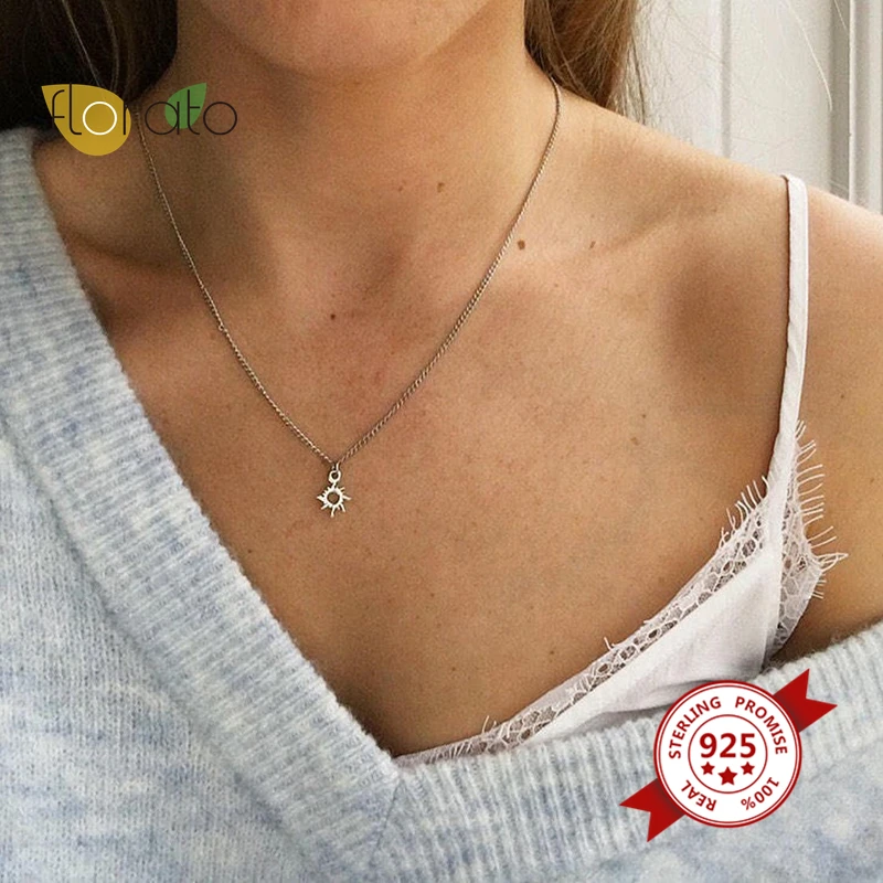 

925 Sterling Silver Ethnic Sun Totem Necklace Charm Sun Pendent Necklace Gold/Sliver Chain Necklace For Women Jewelry Gifts