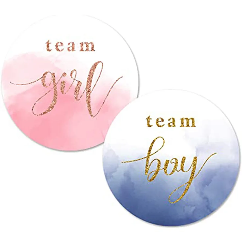 

24pcs Baby Shower Gender Reveal Party Stickers Game Team Boys and Girls Pink Team Girl Blue Team Boy Party Game Supplies