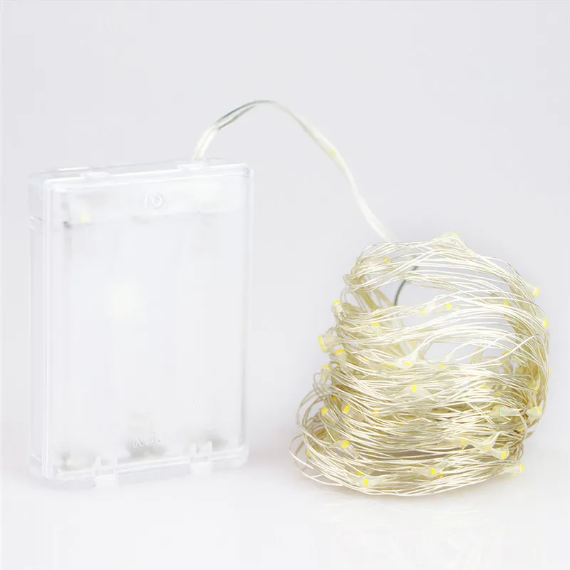 Fairy Lights AA Battery Powered 1M 10 2M 20 3M 30 5M 50 10M 100Leds Silver Led Copper Wire String Light Decorative | Освещение