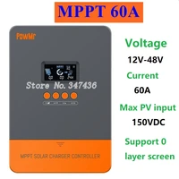 powmr mppt 60a 12v 24v 36v 48v solar charger controller blacklight lcd regulator max pv input 150vdc support lithium battery