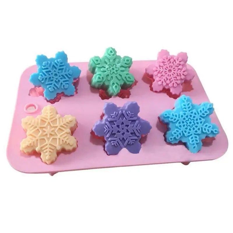 

6-Cavity Christmas Snowflake Silicone Mold Snowflake Chocolate Party Kitchen DIY Fondant Baking Cooking Cake Decorating Tools