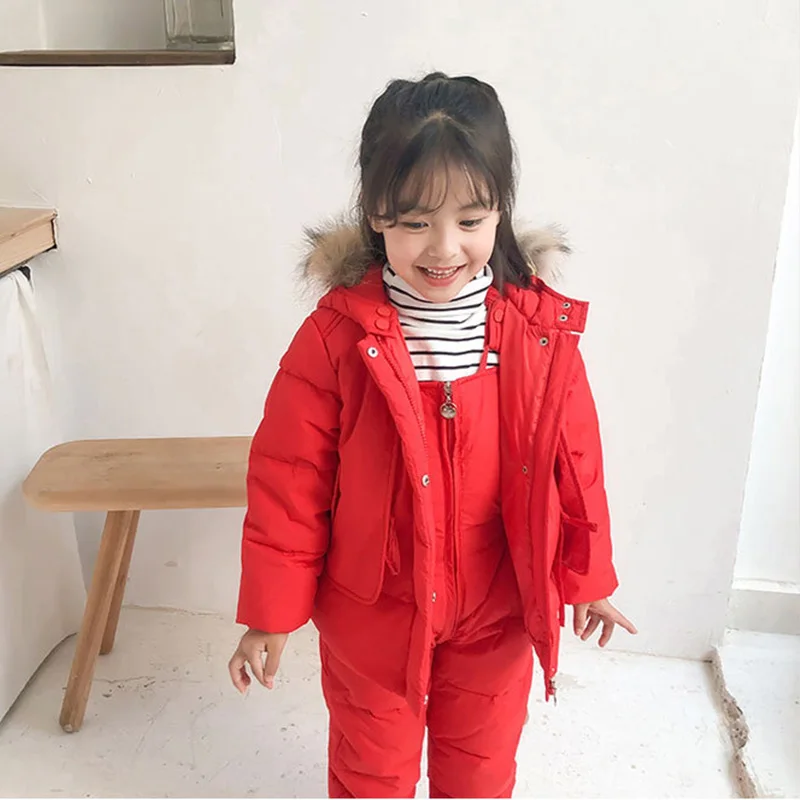 Детский Зимний пуховик комплекты теплой одежды для маленьких мальчиков и