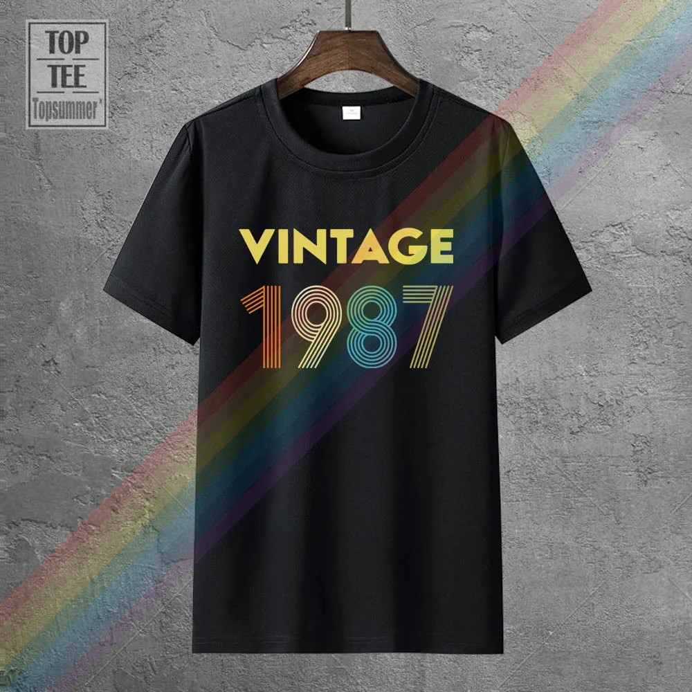 

Vintage 1987 Fun 34Th Birthday Gift T Shirt Rock Hippie T Shirts Goth Gothic Men'S Gym Clothes Tshirts Emo Punk Tee-Shirt
