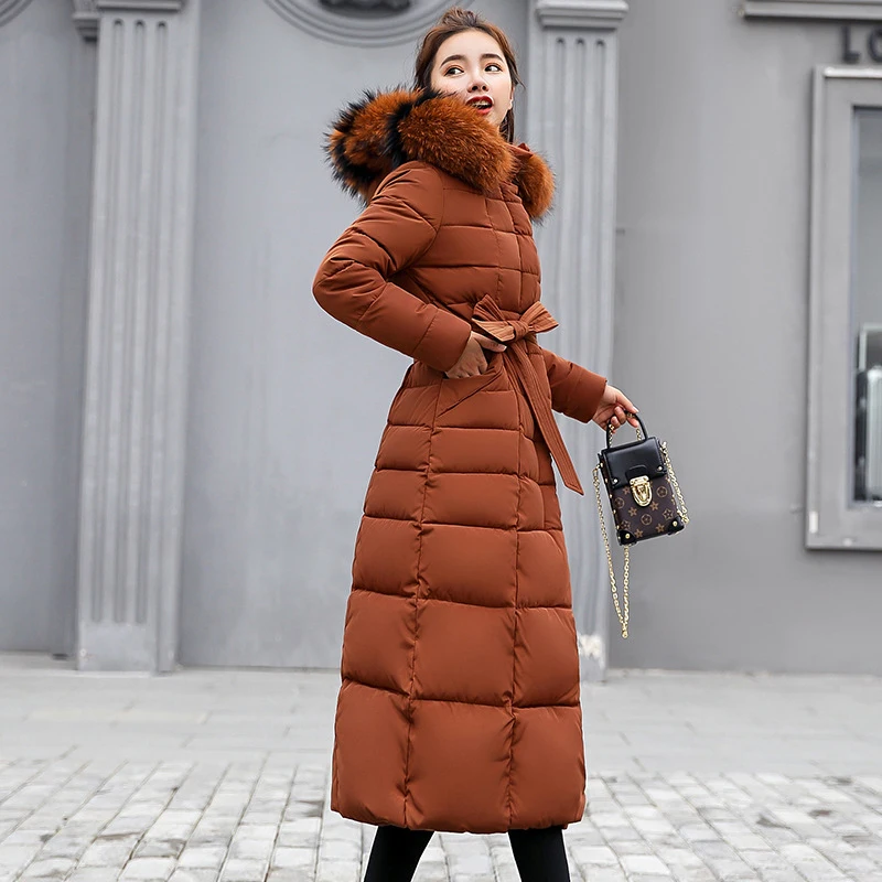Long Winter Jacket and Coat for Women with Fur Cotton Padded Warm Thicken Ladies Coat Long Coats Parka Womens Jackets