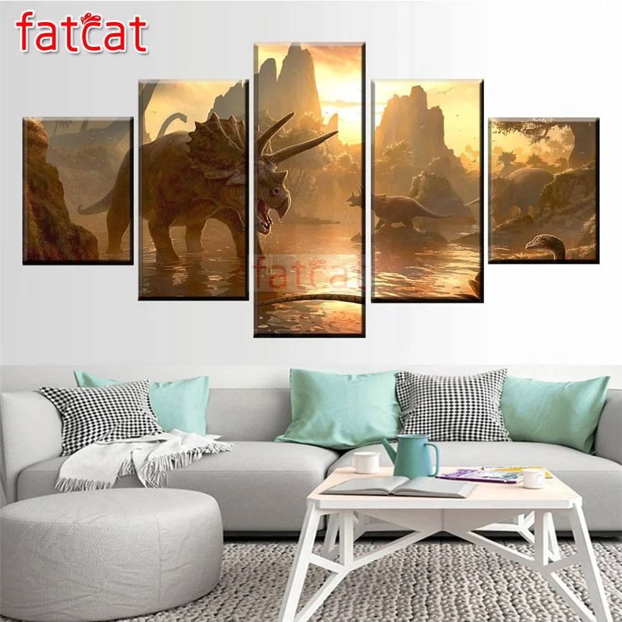 

Набор для алмазной живописи FATCAT, животные, мир динозавров, сделай сам, квадратная Круглая Мозаика, вышивка, декор для рукоделия, AE2540