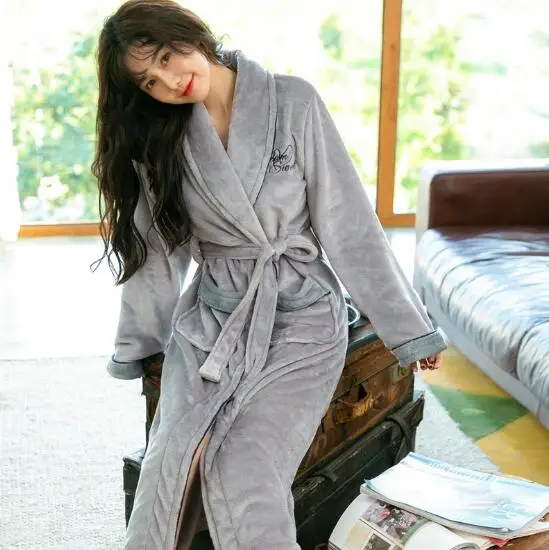 Осенне-зимний халат Fdfklak Женская плотная теплая одежда для сна фланелевые