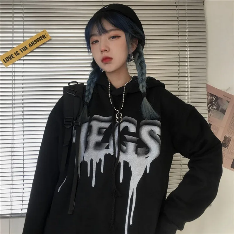 Новинка Осень-зима 2020 темные черные топы в стиле ретро с принтом букв толстый