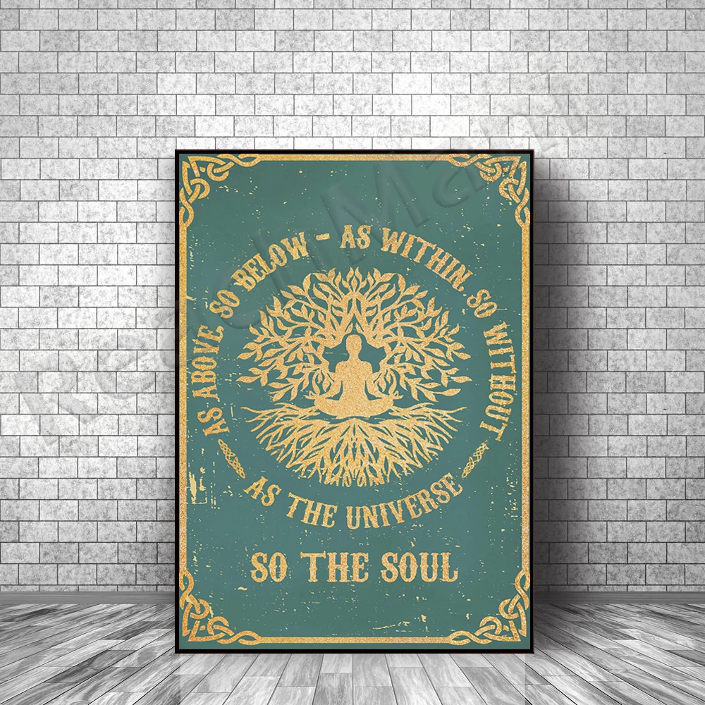 

Yoga poster, the universe is so soul poster, peaceful hippie soul, tree of life poster