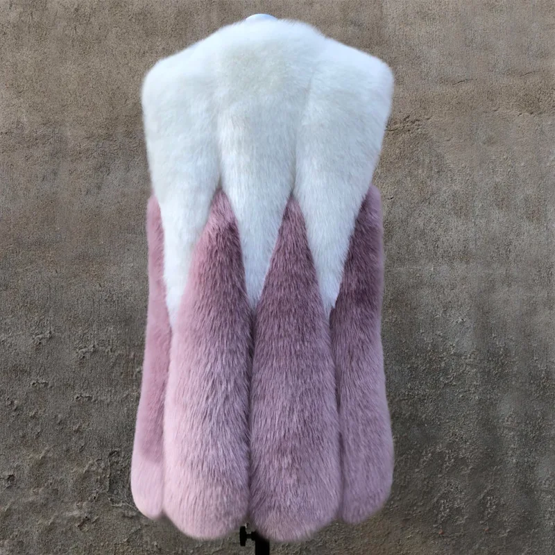 

Магазин TRODEAM, Haining Fur Factory, оптовая продажа, осень и зима, Женская Повседневная Верхняя одежда средней длины из искусственного меха, модный жил...